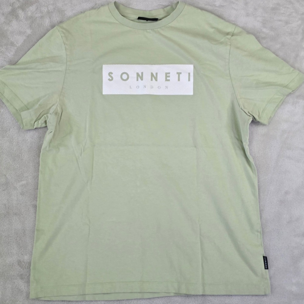 Sonneti London Mens Sage Green Box Logo Graphic T-Shirt XL